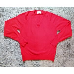 Lord Jeff VTG V Neck Sweater Red Orlon DuPont Mens Large 100% Supersoft EUC